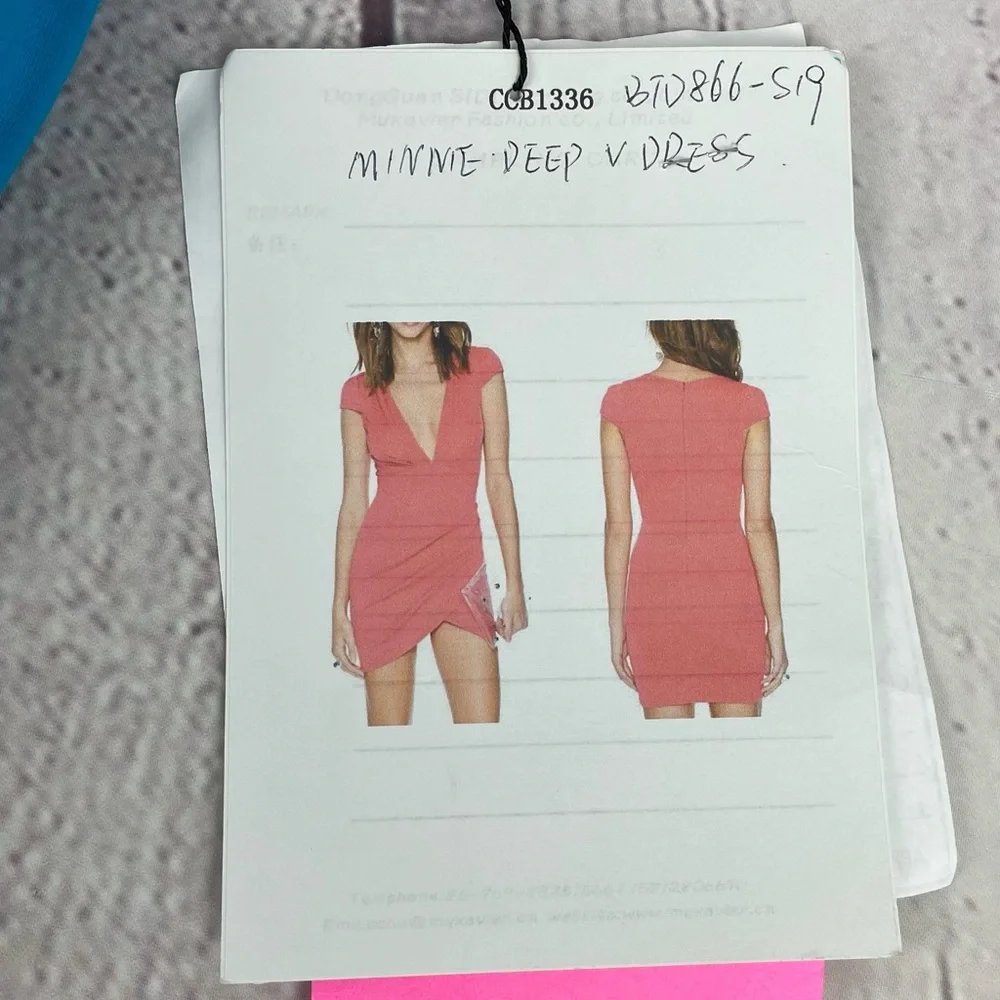 Revolve By The Way Minnie Deep V Dress Ruched Bodycon Size Small Blue - Picture 4 of 15